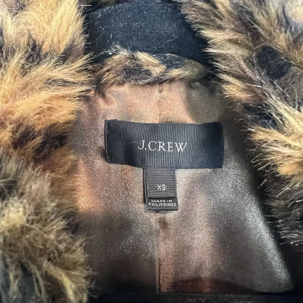 J. Crew Faux Fur Vest Womens XS Leopard Cheetah Animal Print indie sleeze y2k